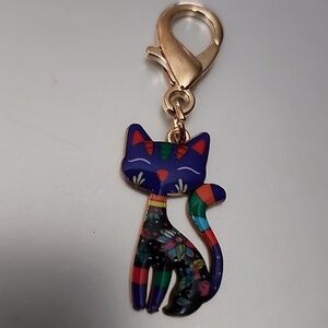 CAT  ZIPPER Pull purse charm Or Charm bracelet Lobster claw clip closure